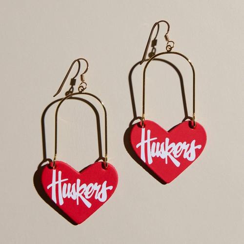 Nickel & Suede University of Nebraska Heartthrob Earrings - Primary Image