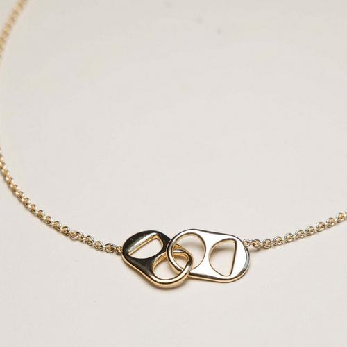 Nickel & Suede Soda Tab Necklace - Primary Image