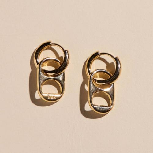 Nickel & Suede Soda Tab Earrings - Primary Image