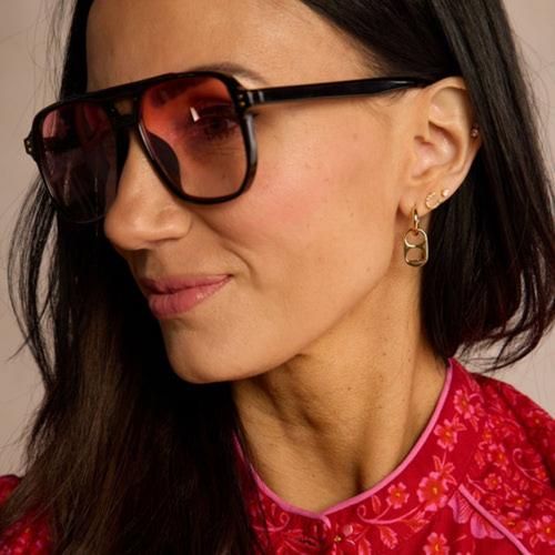 Nickel & Suede Soda Tab Earrings - Primary Image