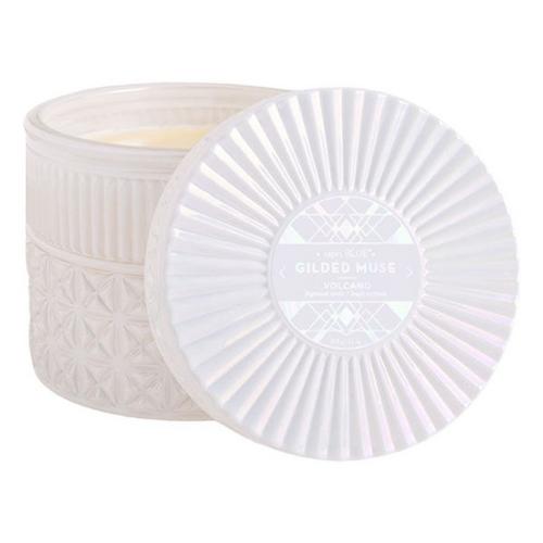 Capri Blue 11oz Volcano White Opal Gilded Faceted 11oz Jar Candle - Primary Image