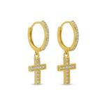 Splendid Iris Pave Huggie Cross Earrings - Thumbnail 1 of 2