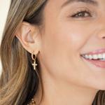 Splendid Iris Pave Huggie Cross Earrings - Thumbnail 2 of 2