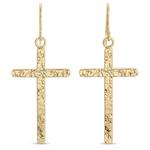 Splendid Iris Long Gilded Cross Earrings - Thumbnail 1 of 2