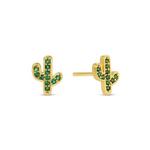 Splendid Iris Green Pave Cactus Stud Earrings - Thumbnail 1 of 2