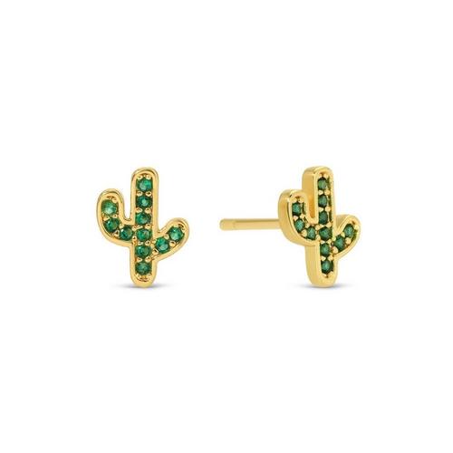 Splendid Iris Green Pave Cactus Stud Earrings - Primary Image