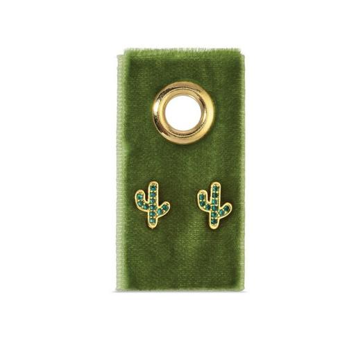 Splendid Iris Green Pave Cactus Stud Earrings - Primary Image
