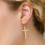 Splendid Iris Small Cross Stud Earrings - Thumbnail 3 of 3