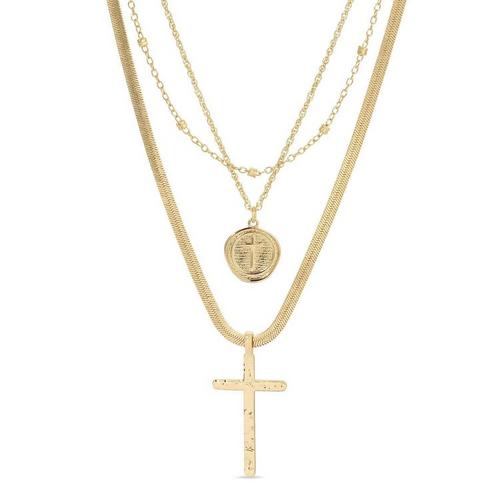Splendid Iris Triple Cross Necklace - Primary Image