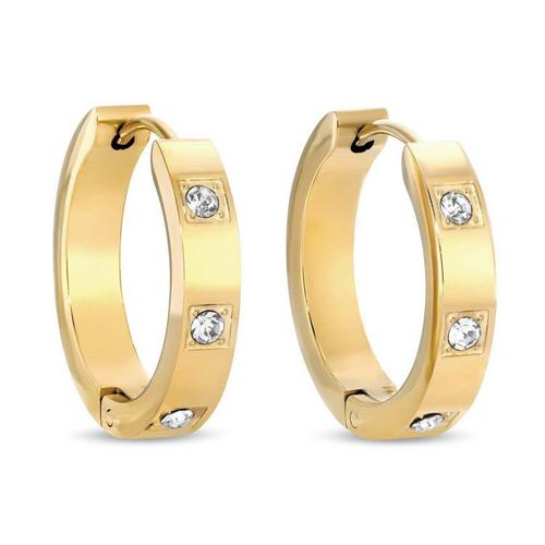 Splendid Iris Contemporary CZ Huggies Earrings - Primary Image
