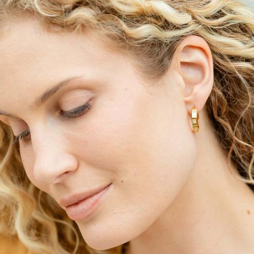 Splendid Iris Contemporary CZ Huggies Earrings - Primary Image