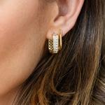 Splendid Iris Large Baguette Oblong CZ Huggie Earrings - Thumbnail 2 of 2
