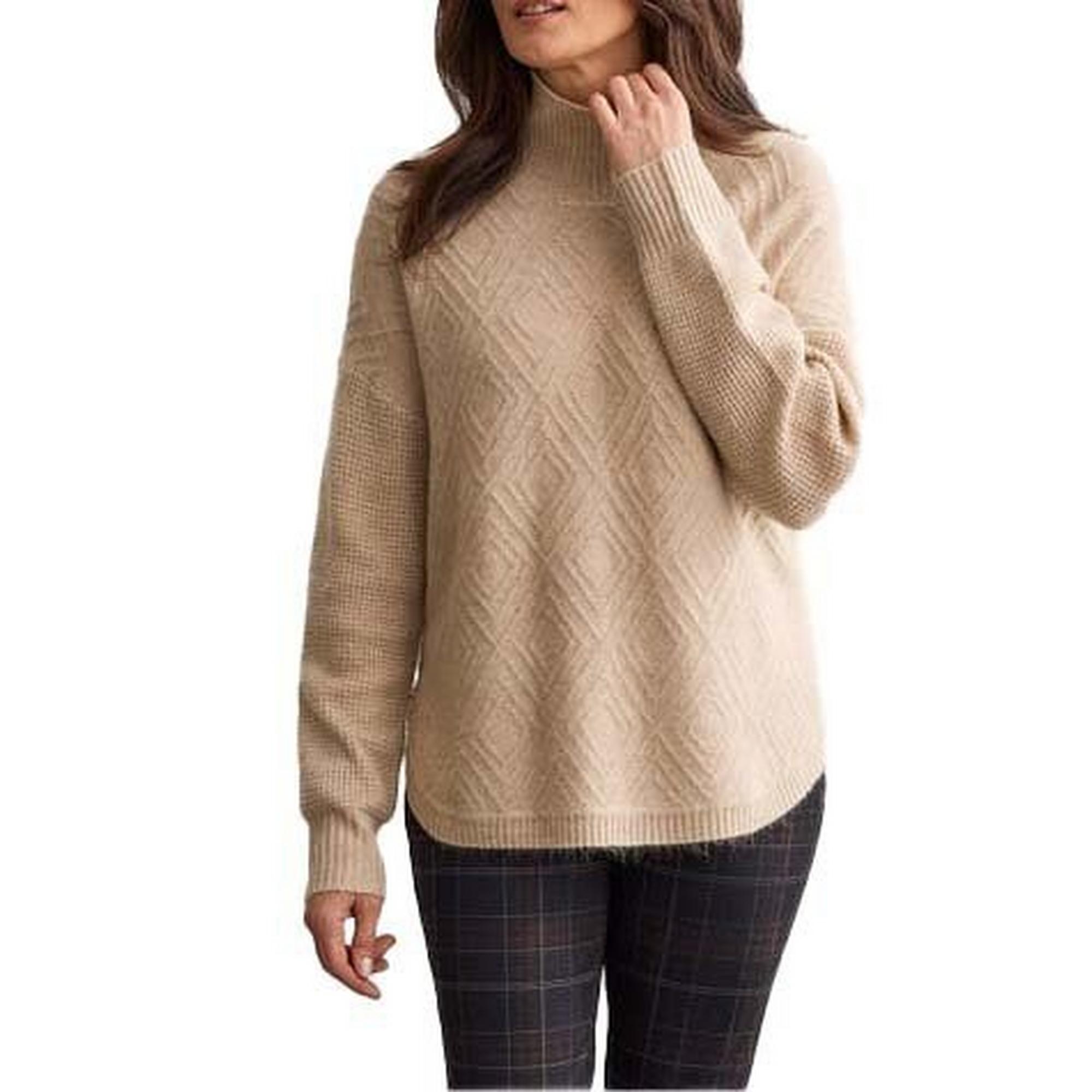 Women's Tribal Textured Mock Neck Pullover Sweater