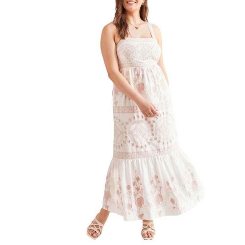 Women's Tribal Lined Square Neck Maxi Shift Dress - Primary Image