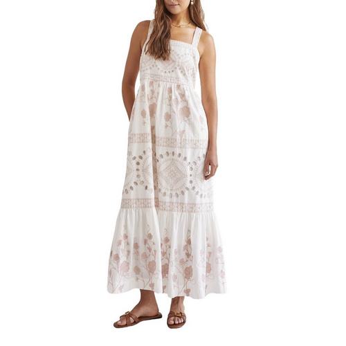 Women's Tribal Lined Square Neck Maxi Shift Dress - Primary Image