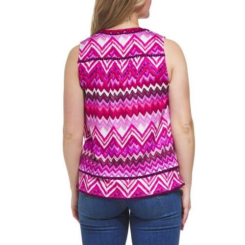 Women's Tribal Tuck Pleat Blouse Tank Top - Primary Image