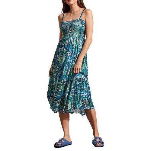 Women's Tribal Shirring Square Neck Midi Dress - Primary Image