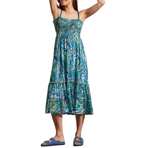 Women's Tribal Shirring Square Neck Midi Dress - Primary Image