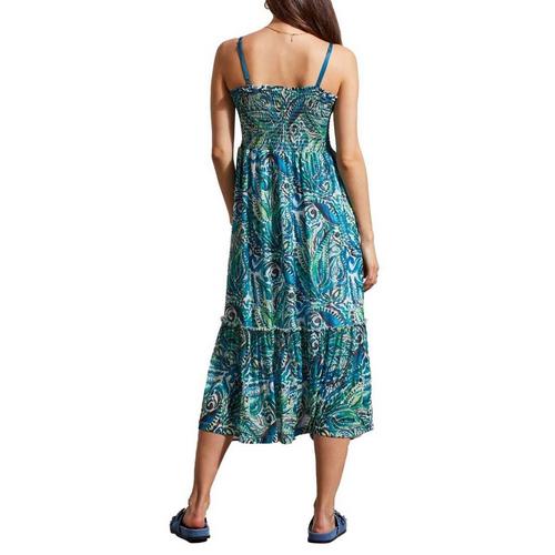 Women's Tribal Shirring Square Neck Midi Dress - Primary Image