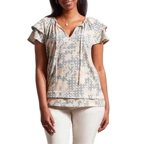 Women's Tribal Peasant V-Neck Blouse - Primary Image