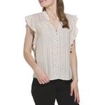 Women's Tribal Mixed Media V-Neck Button Up Shirt - Thumbnail 2 of 3