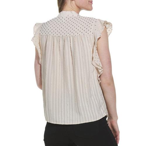 Women's Tribal Mixed Media V-Neck Button Up Shirt - Primary Image