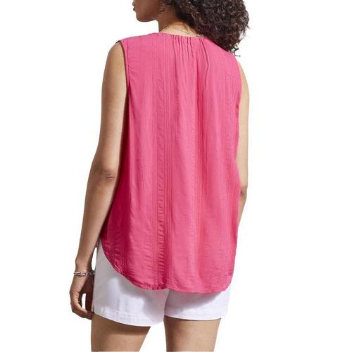 Women's Tribal Tie Front Sleeveless V-Neck Blouse - Primary Image