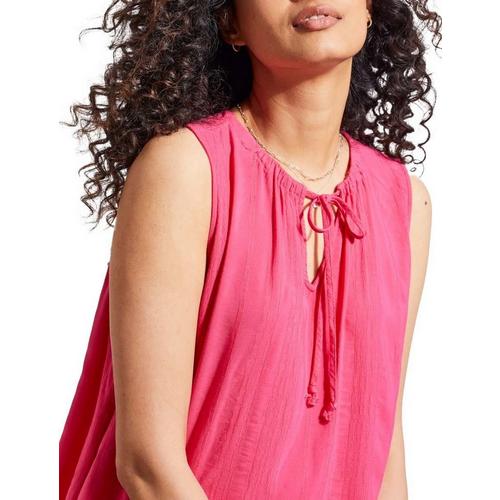 Women's Tribal Tie Front Sleeveless V-Neck Blouse - Primary Image