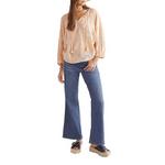 Women's Tribal Ruched 3/4 Sleeve Notch Neck Blouse - Thumbnail 2 of 4