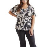 Women's Tribal Plus Size Flutter Sleeve Scoop Neck Shirt - Thumbnail 1 of 3