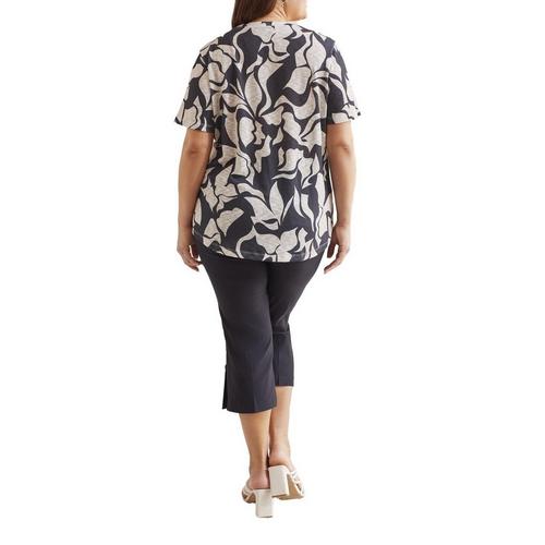 Women's Tribal Plus Size Flutter Sleeve Scoop Neck Shirt - Primary Image