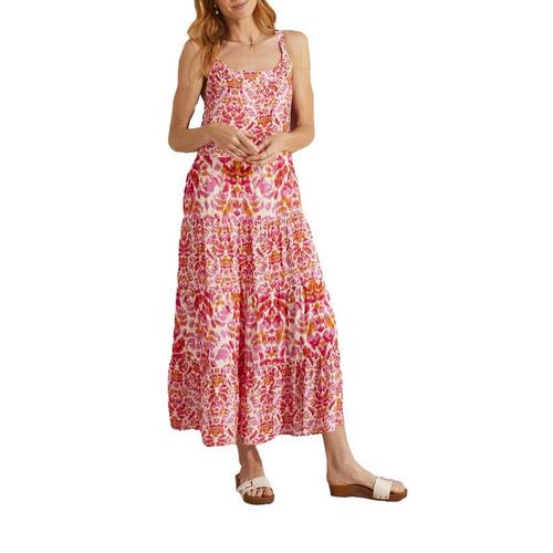 Women's Tribal Plus Size Tiered Maxi Shift Dress - Primary Image