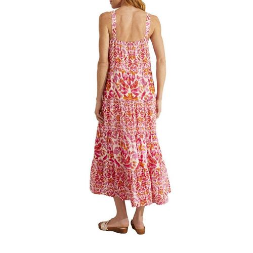 Women's Tribal Plus Size Tiered Maxi Shift Dress - Primary Image