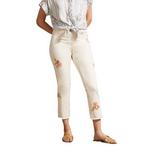 Women's Tribal Embroidered Audrey Pull-On Crop Slim Fit Straight Jeans - Thumbnail 1 of 4