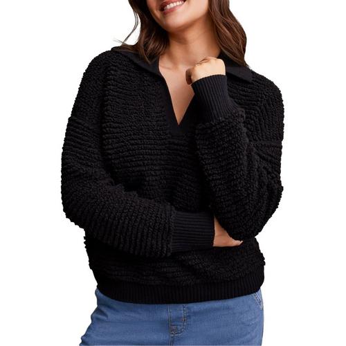 Women's Tribal Oversized Polo Pullover Sweater - Primary Image