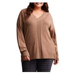Women's Tribal Plus Size Cable Detail V-Neck Pullover Sweater - Thumbnail 1 of 4