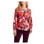 Women's Tribal Combo Print Long Sleeve V-Neck Blouse - Thumbnail 1 of 4