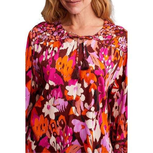 Women's Tribal Combo Print Long Sleeve V-Neck Blouse - Primary Image