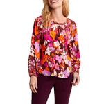 Women's Tribal Plus Size Combo Print Long Sleeve V-Neck Blouse - Thumbnail 1 of 3