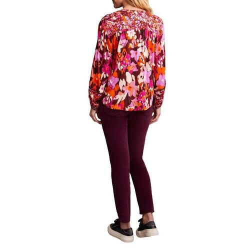 Women's Tribal Plus Size Combo Print Long Sleeve V-Neck Blouse - Primary Image