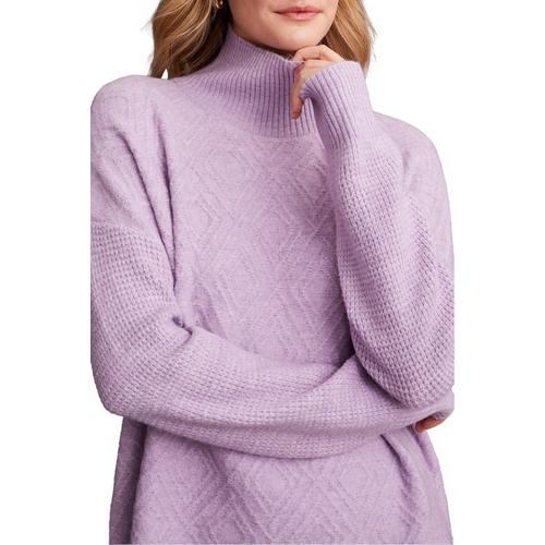 Women's Tribal Textured Mock Neck Pullover Sweater - Primary Image