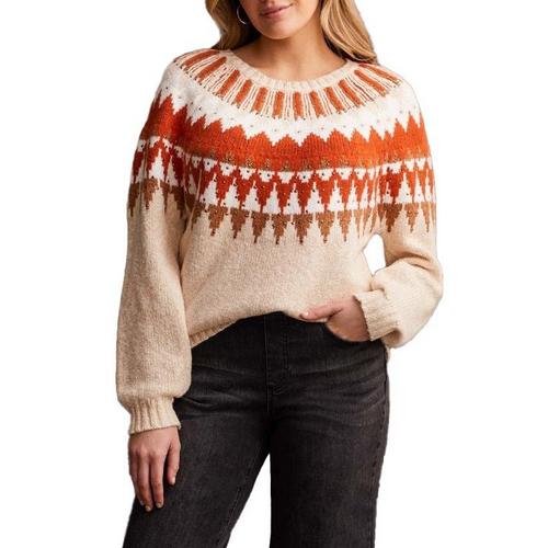 Women's Tribal Intarsia Scoop Neck Pullover Sweater - Primary Image