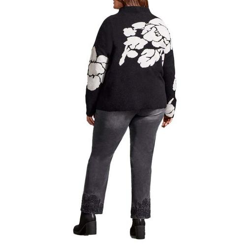 Women's Tribal Plus Size Knit Jacquard Pullover Sweater - Primary Image