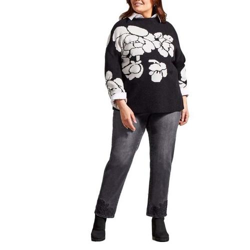 Women's Tribal Plus Size Knit Jacquard Pullover Sweater - Primary Image