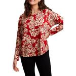 Women's Tribal Soft Printed Curved Hem Long Sleeve Scoop Neck Shirt - Thumbnail 1 of 3