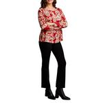 Women's Tribal Soft Printed Curved Hem Long Sleeve Scoop Neck Shirt - Thumbnail 2 of 3