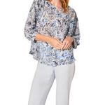 Women's Tribal Flowy Dolman 3/4 Sleeve Blouse - Thumbnail 1 of 4