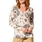 Women's Tribal Flowy Floral Notch Neck Pullover Sweater - Thumbnail 3 of 4