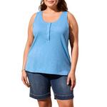 Women's Tribal Plus Size Hidden Snaps Sleeveless Scoop Neck Henley - Thumbnail 1 of 3