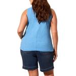 Women's Tribal Plus Size Hidden Snaps Sleeveless Scoop Neck Henley - Thumbnail 2 of 3